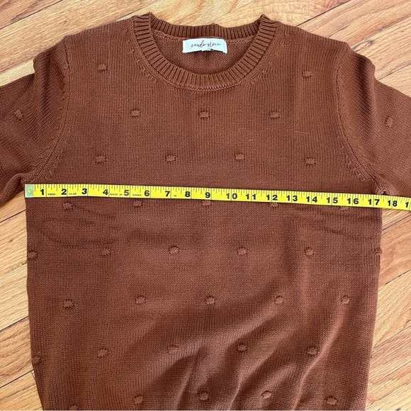 NWOT Roolee Pando Grove Knit Sweater with Polka Dot Embroidery in Burnt Orange - Picture 6 of 7